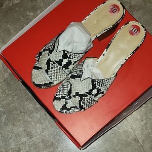 Nine West Monochrome Snake Pattern Mules